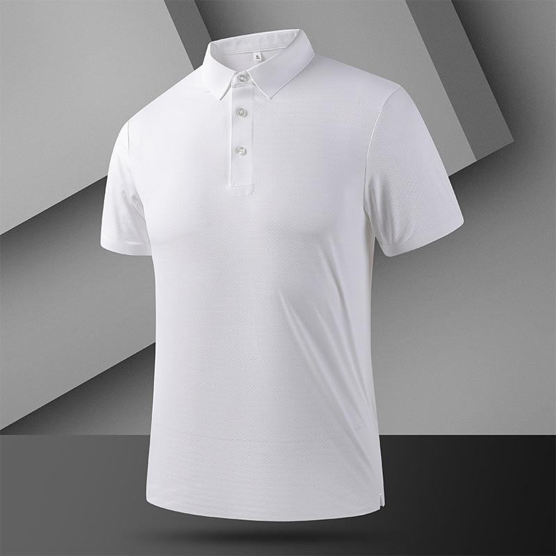 Jin Ammonia Corrugated Solid Color Seamless Taped POLO Shirt Men's Business Lapel Breathable Quick-drying Top