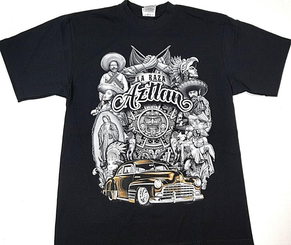 Футболка AZTLAN Lowrider Мексика Ацтеки La Raza Городской стритвир Мужская футболка Новая унисекс футболка XL
