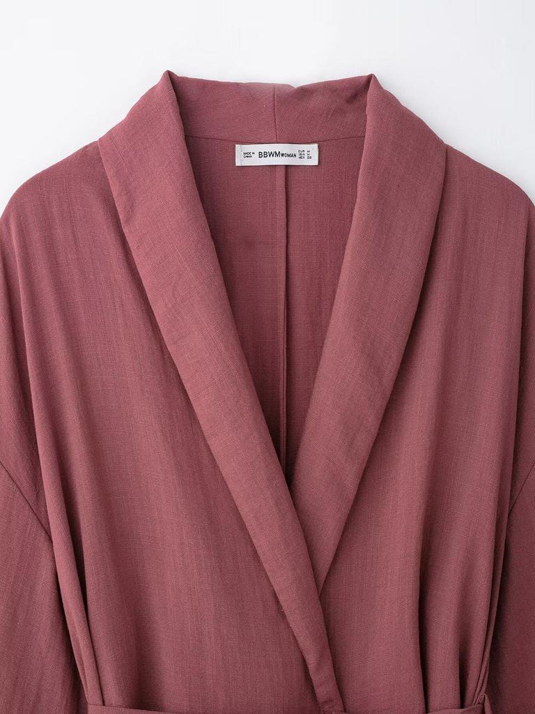 TAOP&ZA Women's Spring/Summer Belted Kimono-Style Outerwear with Casual Pants