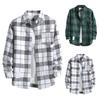Women Plaid Button Down Shirt Long Sleeve Casual Shirt with Chest Pocket Lightweight Relaxed Fit Shirt for Everyday Wear