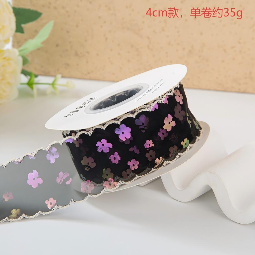 10yards/Roll Sequin Silk Ribbon Roll 4cm Satin Ribbon Organza Ribbons For Gift Wrapping Handmade Wedding Birthday Bow Diy Craft