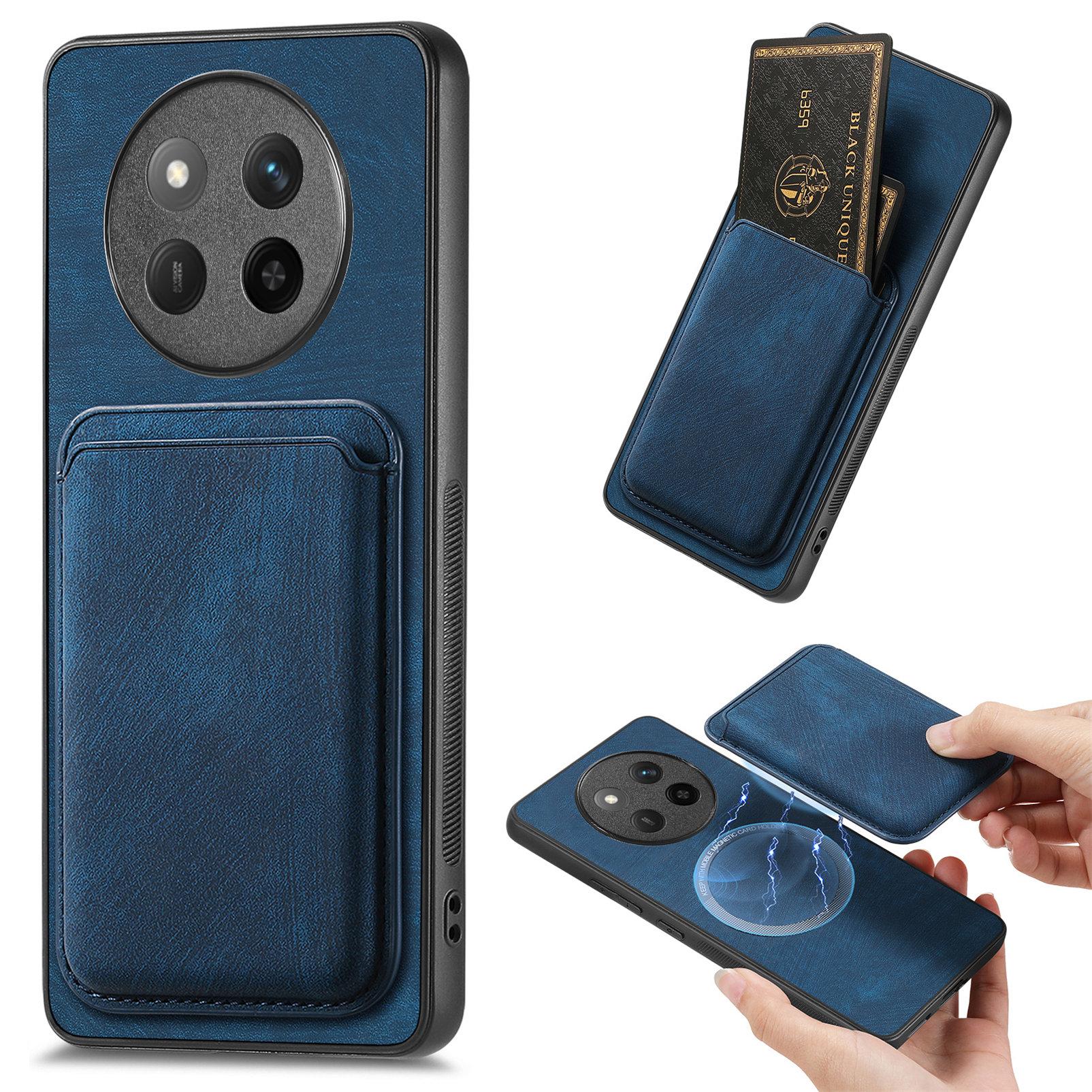 

For Honor X60 Pro 5G/Honor Magic7 Lite 5G/Honor X9c 5G Case Compatible with MagSafe Leather Back Cover with Detachable Card Holder Blue