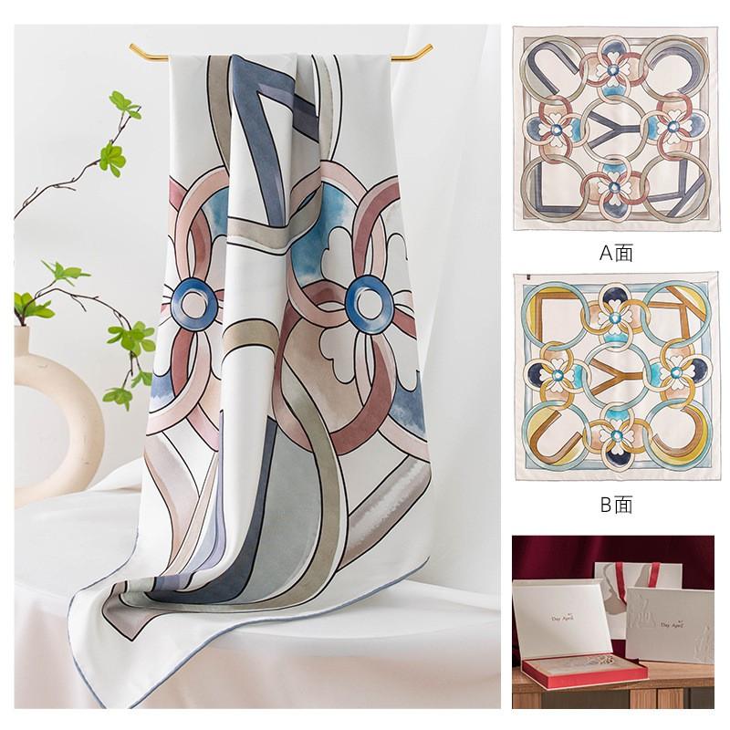 2026 Silk Scarf Square Mulberry Shawl Vintage Style Women