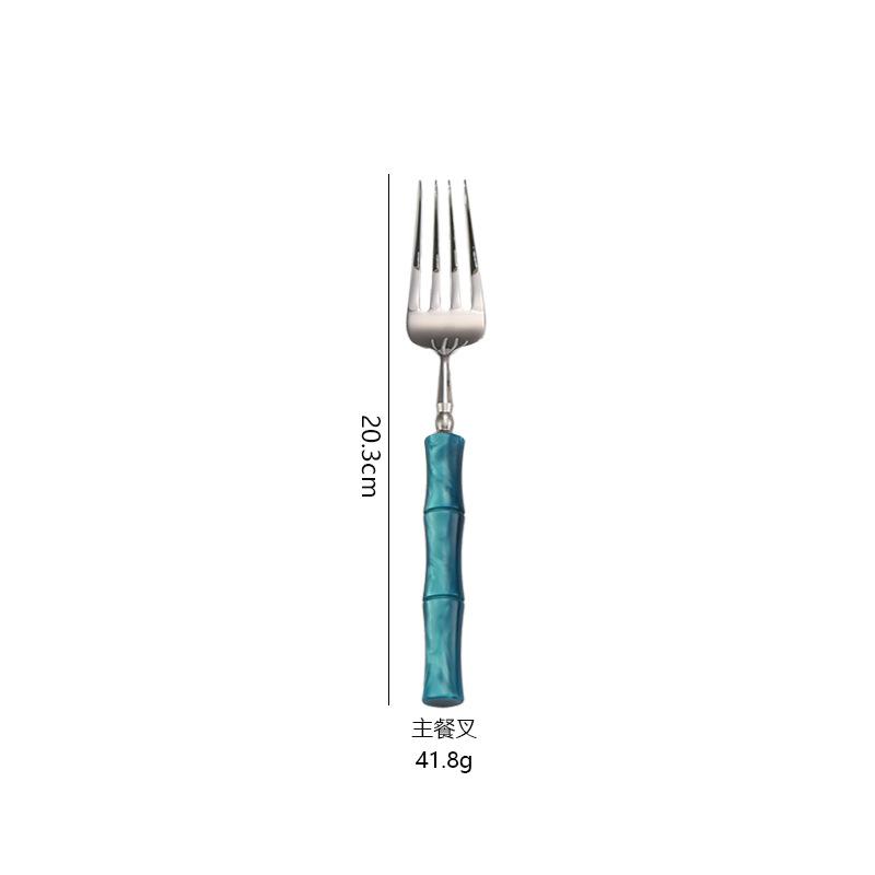 Acrylic bamboo 304 stainless steel tableware set, steak knife, fork, spoon dinnerware set 1pc/5-piece set