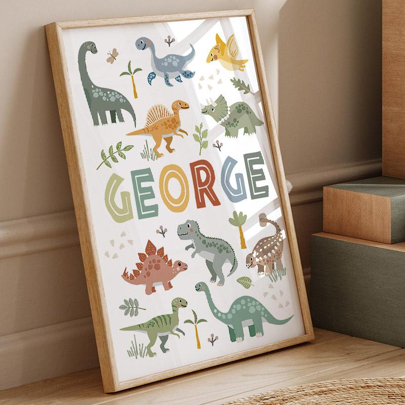 Cute Dinosaur T-Rex Brachiosaurus Nursery Wall Art Canvas Painting Nordic Dino Posters And Prints Pictures Baby Kids Room Decor