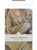 High-end Olive Green Turn-down Collar Cardigan Pajama Set for Women - Autumn Temperament, Long-sleeved Homewear.