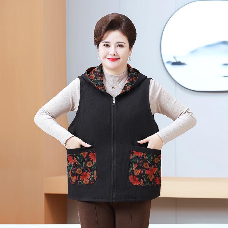 Plus Size Sleeveless Vest for Middle-aged and Elderly Women - Spring/Autumn Outerwear