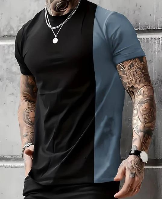 26. New Popular Casual and Comfortable Short-sleeve T-shirt, 3D Printing Technology, Suitable for Layering and Outerwear, Loose Striped Short-sleeve 