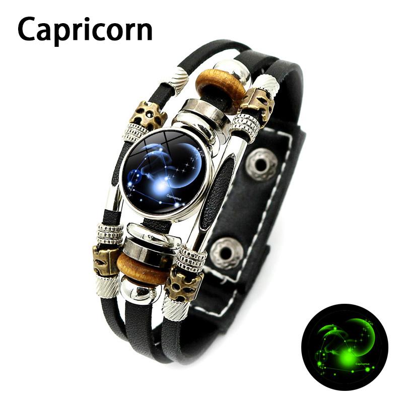 12 Constellation Handmade Leather Bracelet Woven Multi-layer Punk Twelve Zodiac Couple Bracelet