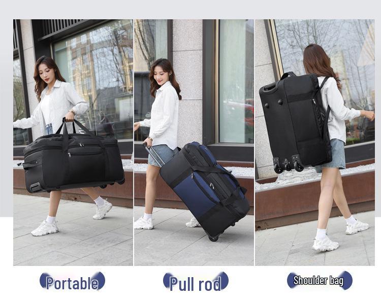 Expandable Water-Repellent Luggage Trolley Bag with Wheels - Large Capacity