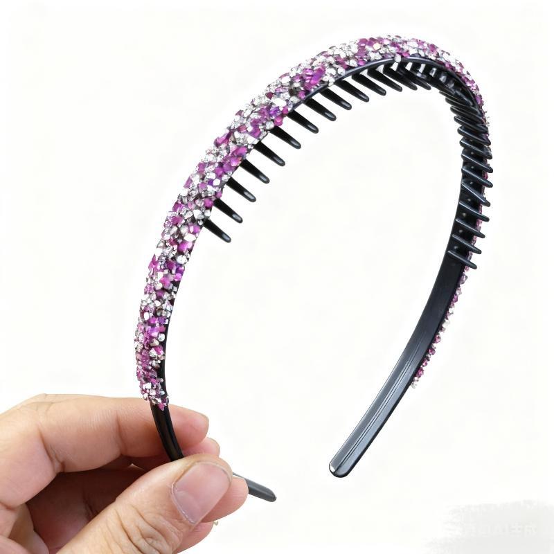 Nonslip Toothed Elastic Rhinestone Hair Hoops Glitter Trendy Hair Accessories for Women Graduation Ceremony Use