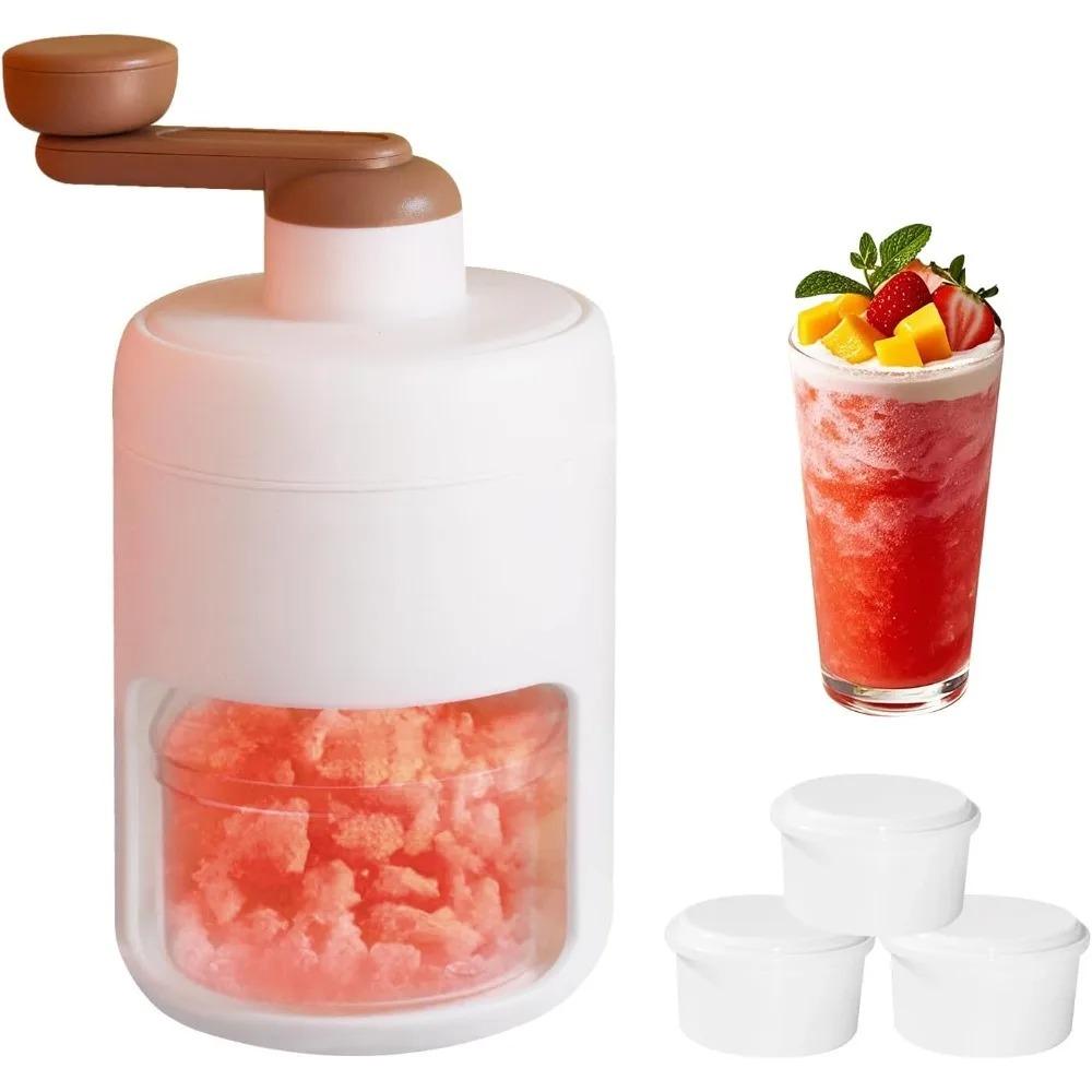 Manual Shaved Ice Machine Portable Snow Cone Machine Small Manual Crank Smoothie Machine, Snow Cone Ice Crusher