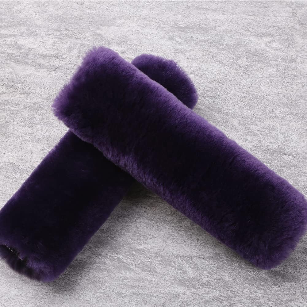 2 Pack Sheepskin Car Seat Belt Cover Pads | Wool Seatbelt Cushions | Fuzzy Soft Seat Belt Should Pad Cushion Protect Neck | Stylish Luxury Appearance