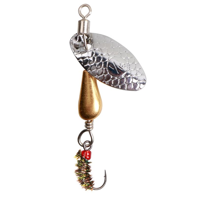 Rotating Spinner Spoon Fishing Lure Artificial Metal Sequins Bait 5.5Cm/2.7G Single Hook Wobblers Bass Trout Perch Pesca