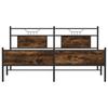 Metal Bed Frame Without Mattress Smoked Oak Finish 183 X 213 Cm