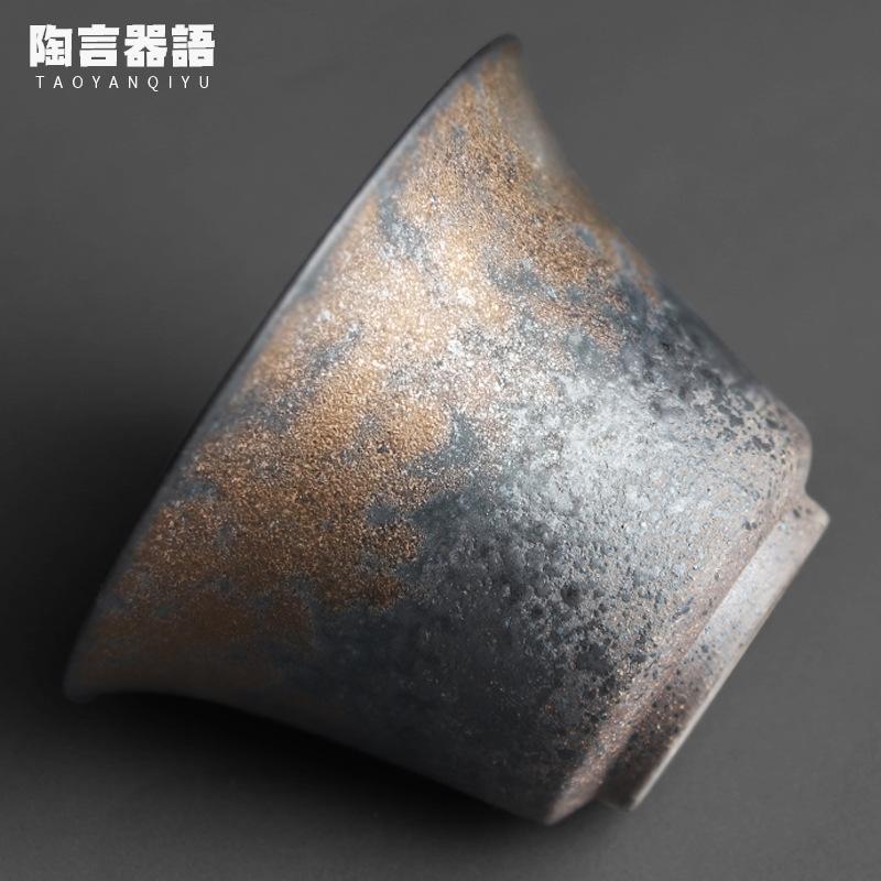 Винтажная stoneware крытая миска Ручная работа Керамика Чайная церемония Кунг-фу Широкое горло Ручка для захвата Чайная миска Чайный набор