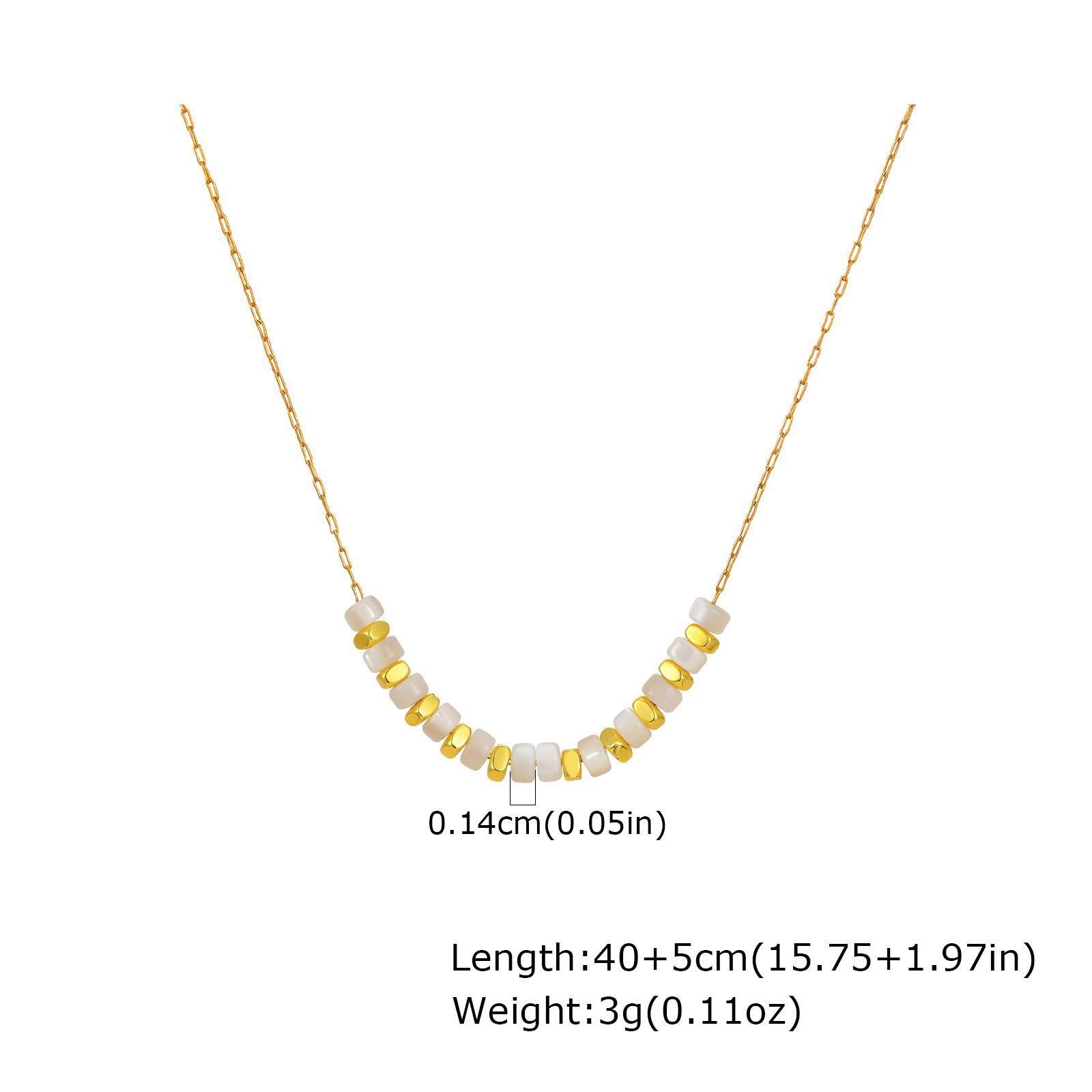 Stainless Steel Shell Beaded Copper Square Beaded Necklace, Ladies Casual Elegant Style Franco Chain Nc-2194 золотой