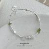 Cui Yan S925 Sterling Silver Korean-Style Peridot Crystal Bracelet for Women