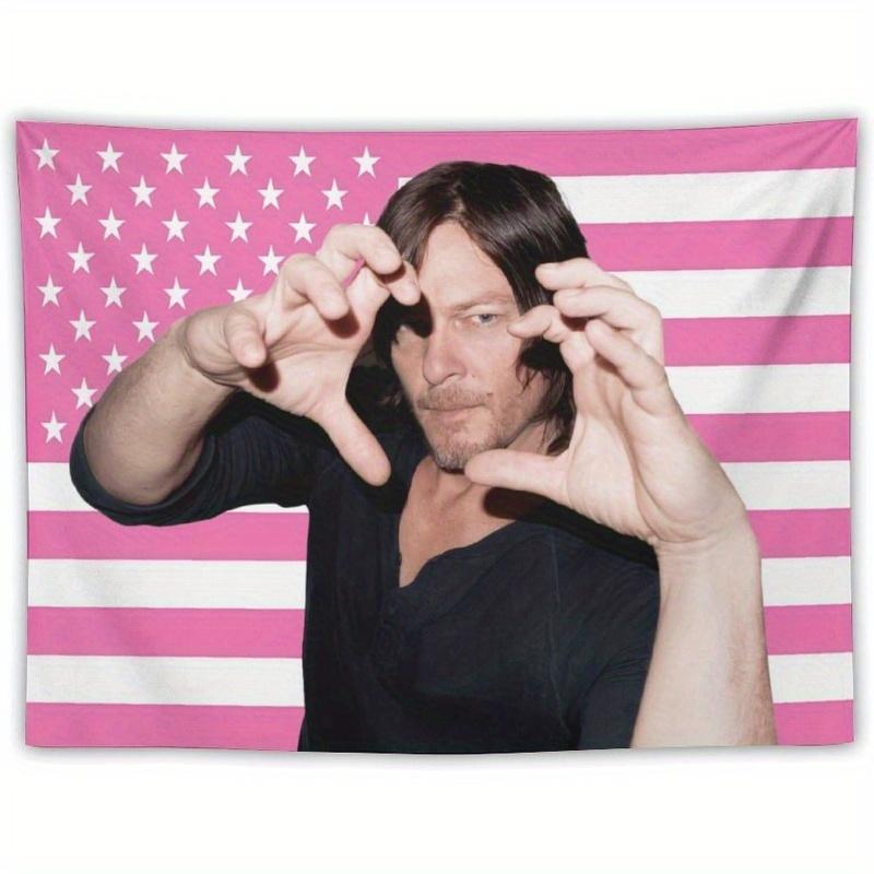 1pc YKHJSDMZ Daryl Star Dixon Pink American Flag Wall Hanging Vibrant Patriotic Decor for Campus Dorms Bedrooms Living Room 74x94cm(29x37in)