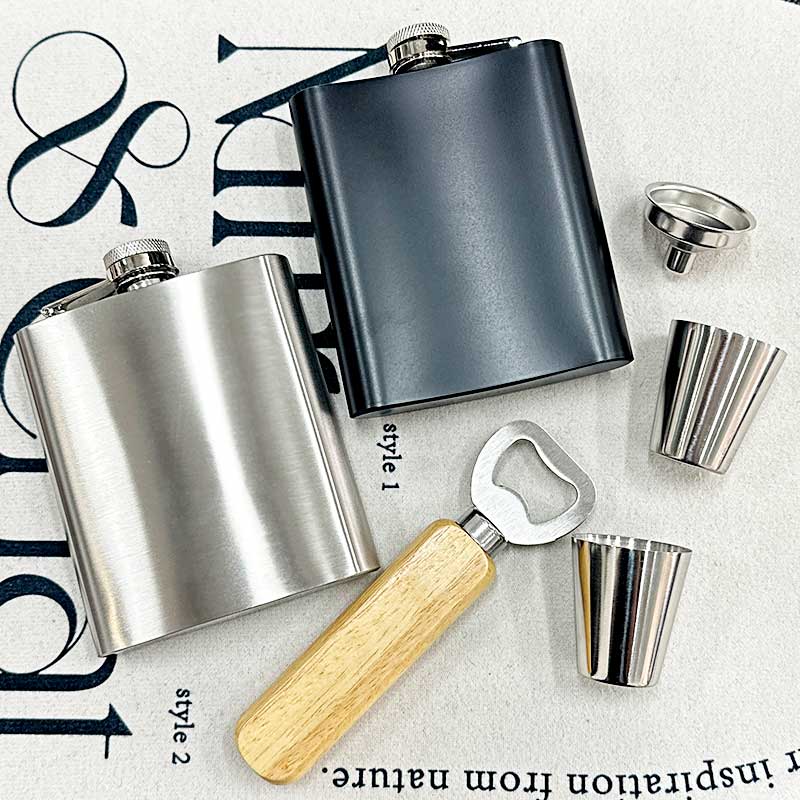 7oz Portable stainless Flagon Hip Flasks set with cups funnel for Whiskey Vodka Wine Pot outdoor Drinking Bottle gift box