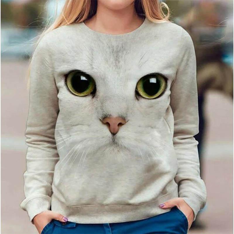 Kawaii Animal Cute Cat Floral 3D Print Sweatshirts Women Streetwear Oversized Pullovers Tops Woman Clothing