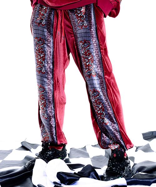 OZOD Velvet Snake Pants_Wine