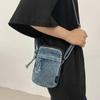Zipper Sewing Thread Women's Shoulder Bag Women's Crossbody Bag Mobile Phone Bag Selling Design Mini Denim