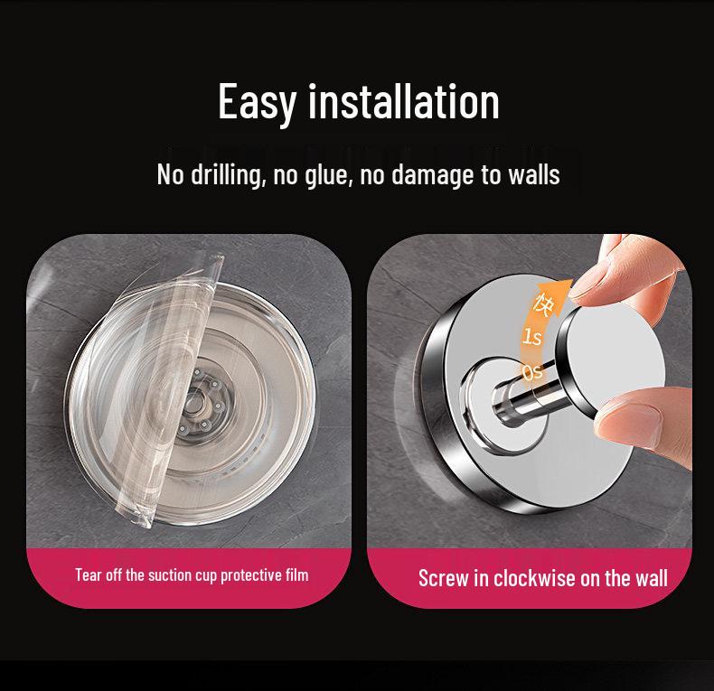 304 Stainless Steel Rotating Suction Cup Hook – Strong, No-Drill, Load-Bearing Hook for Kitchen, Bathroom, and Toilet.