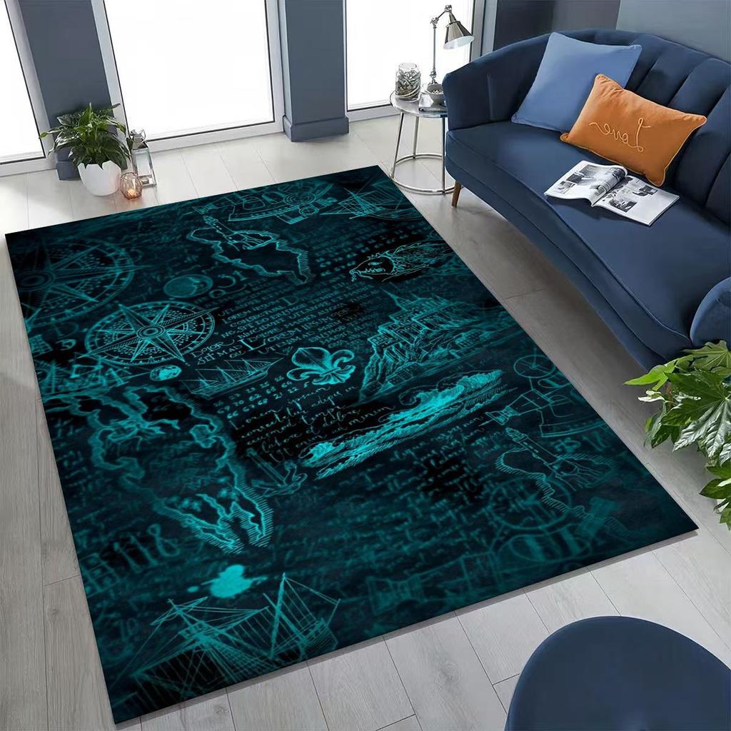 Nordic Viking Warrior Symbol Valhalla Valknut Rune Moto Rug for Bedroom Living Room Sofa Home Doormat Decor,Non-slip Floor Mat