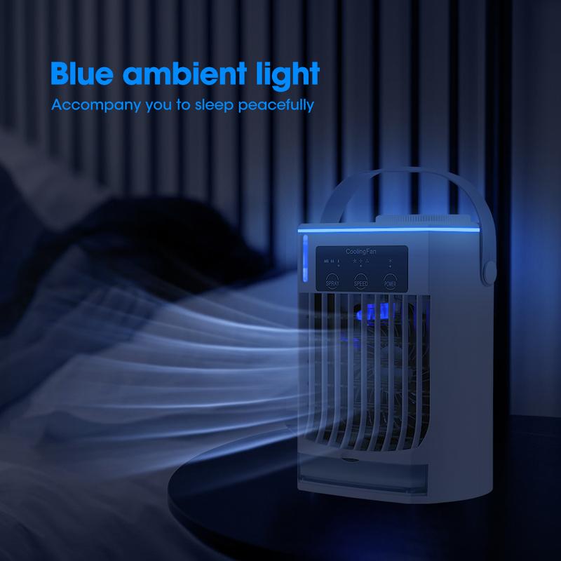 Ar Condicionado para Espaços Pequenos para Casa Portátil Recarregável Ventilador de Mesa Cooler de Ar de Verão com Spray Ar Limpo Úmido para Sala de Escritório