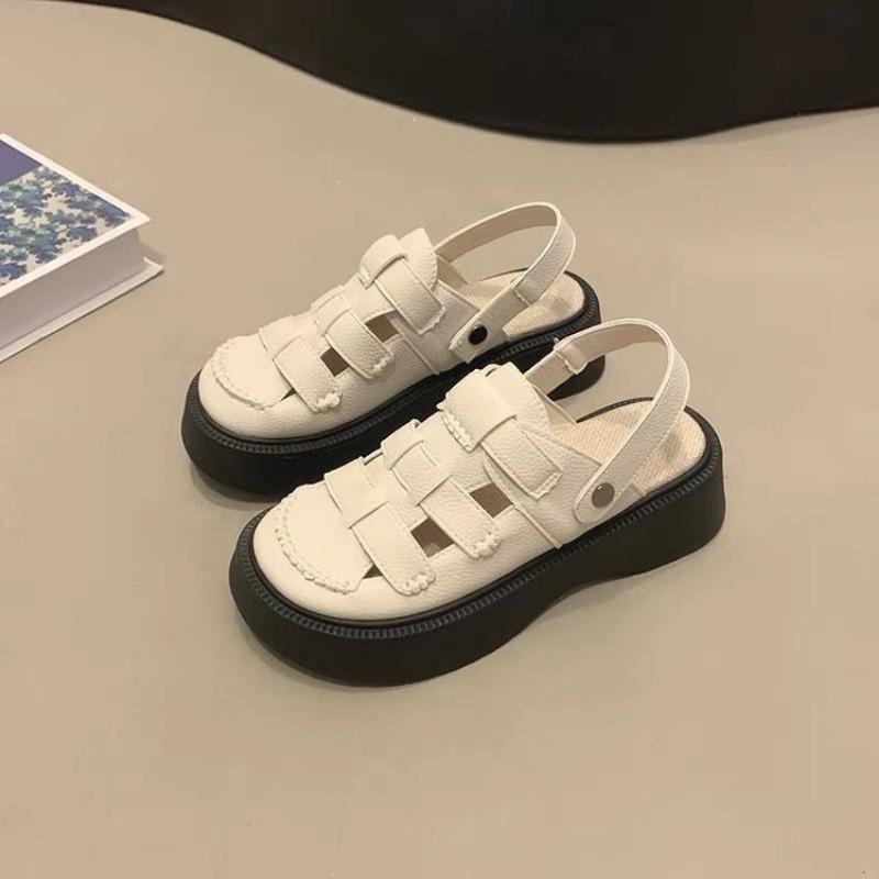 

Sandals women s new summer two wear bag head hollow breathable sandals thick-soled half slippers outside the beach 35