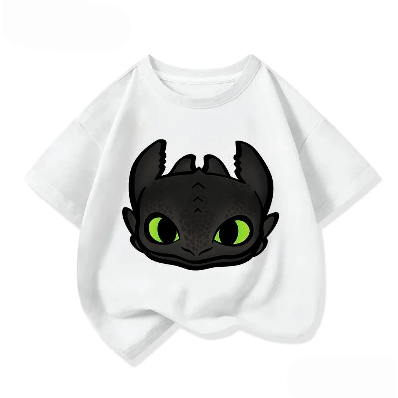 Cozy Kids Short Sleeve Tee Trendy Round Neck Adorable How To Train Your Dragon Pattern Cute Street Daily Wear 3 14