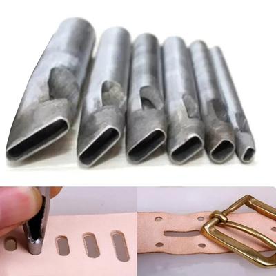 6 perforadoras ovaladas de acero de 2 mm de ancho para cuero, herramientas para manualidades, herramientas para cinturón de cuero, herramientas de bricolaje.