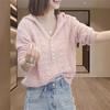 Crochet Hollowed-out Hooded Knitted Sweater Women's Autumn New Thin Sweater Lazy Wind Long-sleeved Top