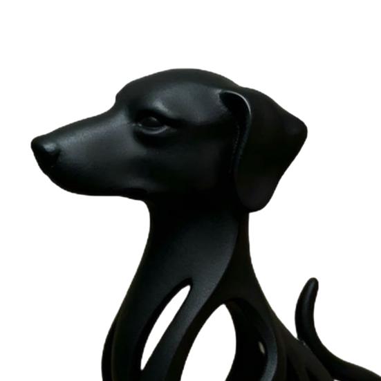 Hollow Curved Dog Sculpture Desktop Ornament, Surface Sitting Hound Figurine, Matte Housewarming Gift White One-Piece Molded for Home Office