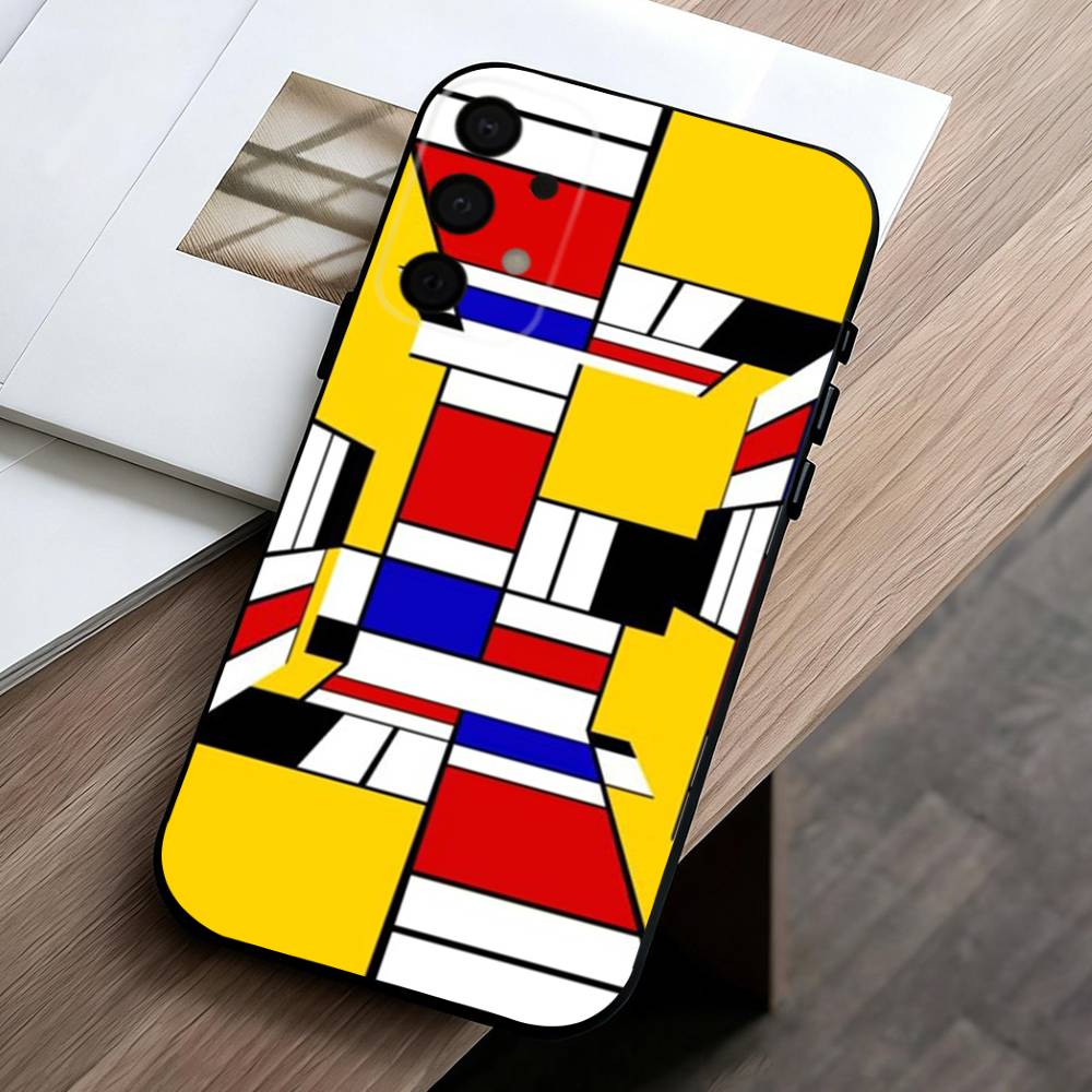 M-Mondrian-B-Bauhaus A-Abstract Shapes  Phone Case For Samsung Galaxy A73,A72,A71,A70,A53,A52,A51,Others Soft Black Cover