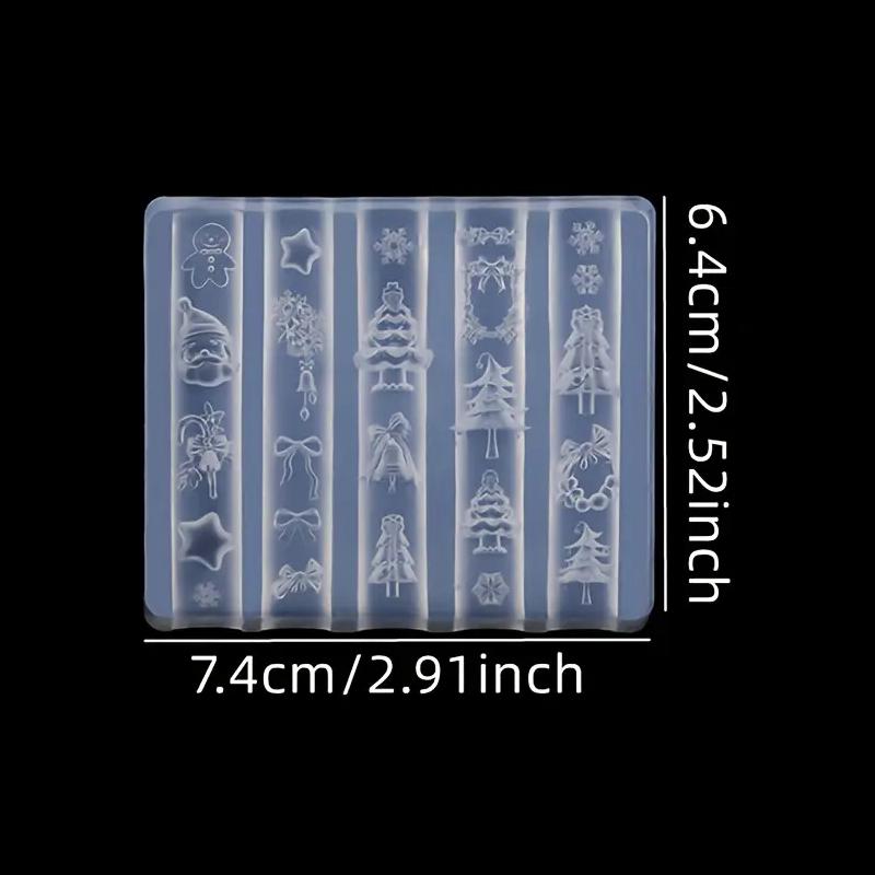WTEMPO Christmas Silicone Nail Art Mold High Transparency Curved Surface Design DIY Manicure Accessories Template Tool for Nail Surface Decoration