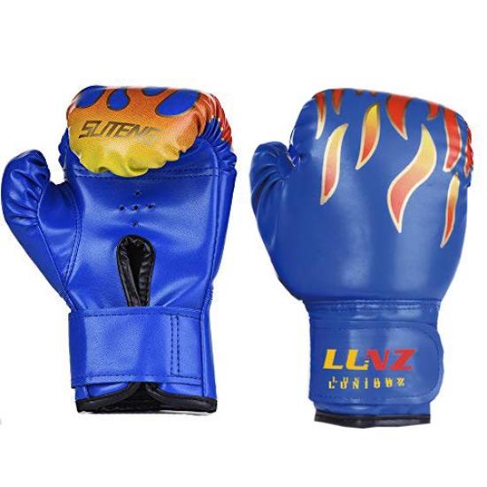 Boxing Gloves LangRay Punching Gloves Training Training Special Training Breathable Martial Arts Karate Kids PU Leather Children's Parent-Child (Blue,