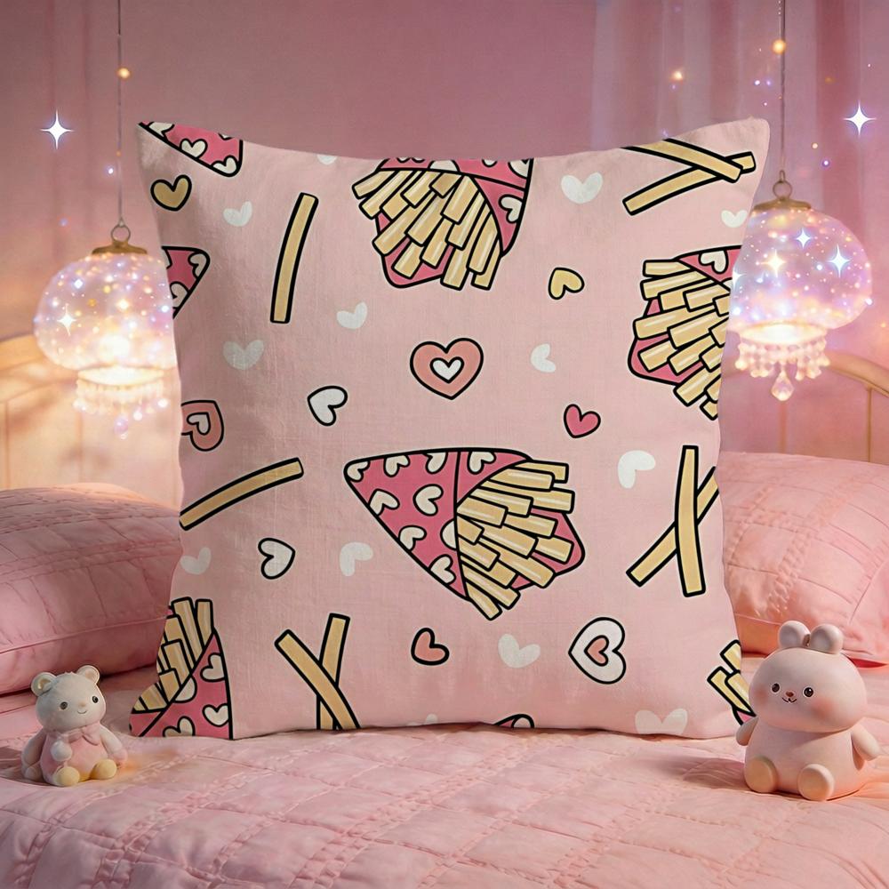 Crispy French Fries Pop Cushion Cover Premium Comfort Reversible Pillow Cove Two In One Design for Any Room  Car Interior