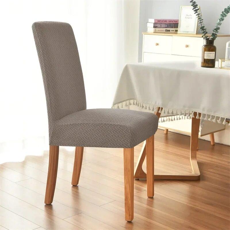 Elastic Dining Room Chair Cover Stretch Jacquard Universal Size Chairs Slipcovers for Dining Kitchen Wedding Banquet Removable