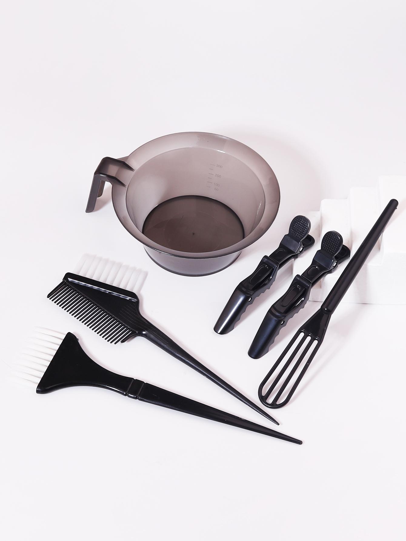 

6pcs/set new hair salon hair dye brush bowl combination and hair fixing hair clip hair salon tools Special for real hair wigs