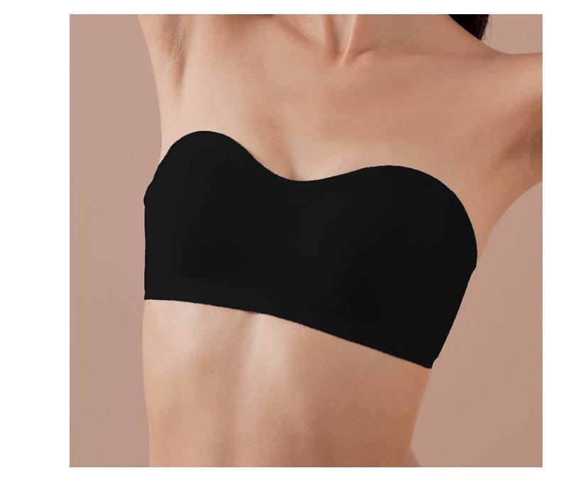 7A Antibacterial Non-Slip Strapless Bra: Seamless, Thin, Gathering Fit for Small Chest, Invisible Jelly Bandeau