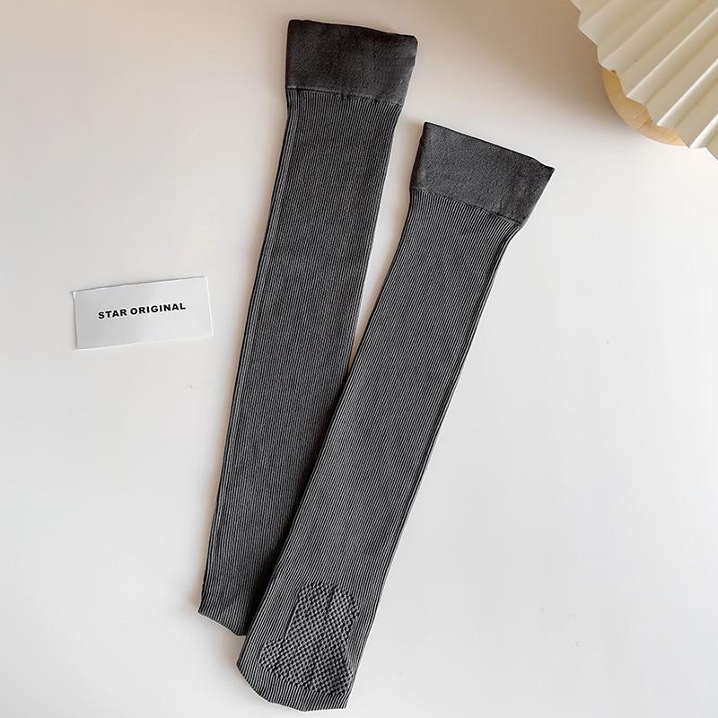 

1 пара универсальных женских носков весна-осень, носки для обуви, корректирующие форму ног, носки выше колена для коррекции формы ног и модные однотонные чулки 1 Pair темно-серого