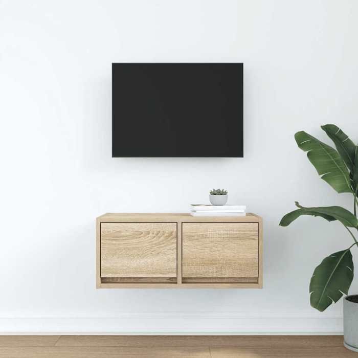 VidaXL Meuble TV chêne sonoma 60x31x25,5 cm bois d'ingénierie, banc TV, meuble hifi, centre de divertissement, buffet TV, 861494