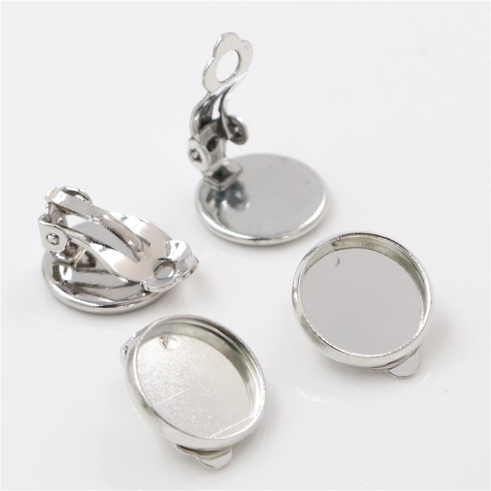 10mm 12mm 14-20mm 10pcs/lot Copper Ear Clips 8 Colors Plated ,Earrings Blank/Base,Fit 10-20mm Glass Cabochons,earring Setting
