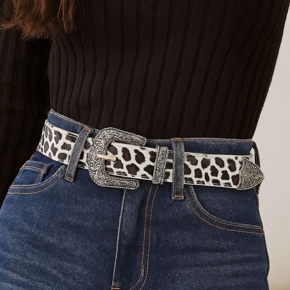 PU Leather Waist Strap Leopard Print Waist Belts Casual Waistband  Women