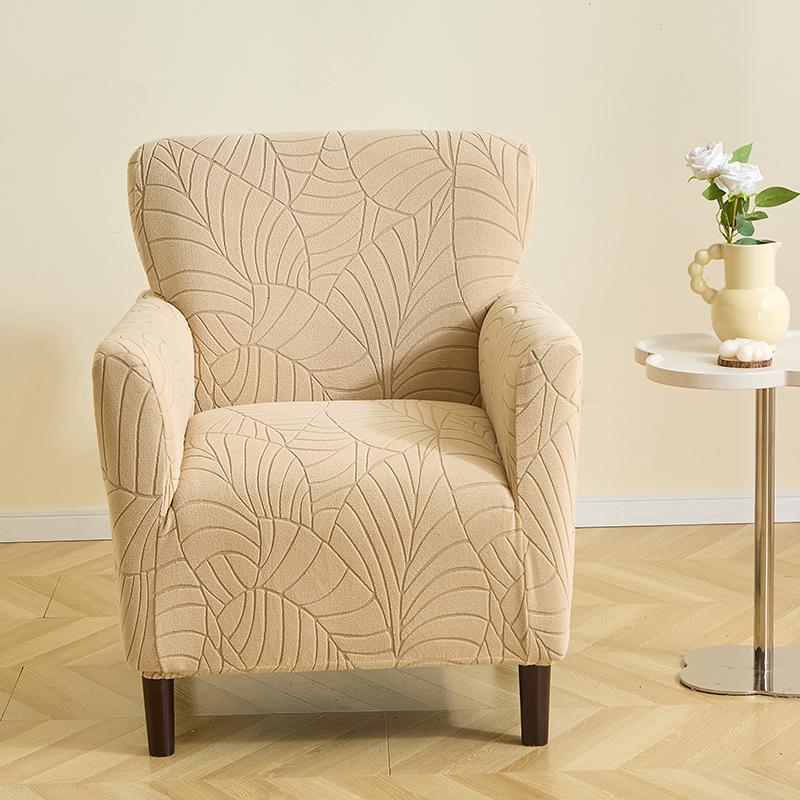 1PC Elastic Club Bar Chair Cover Leaves Jacquard Tub Armchair Covers Elastic Single Couch Slipcover for Home Bar Hotel Office