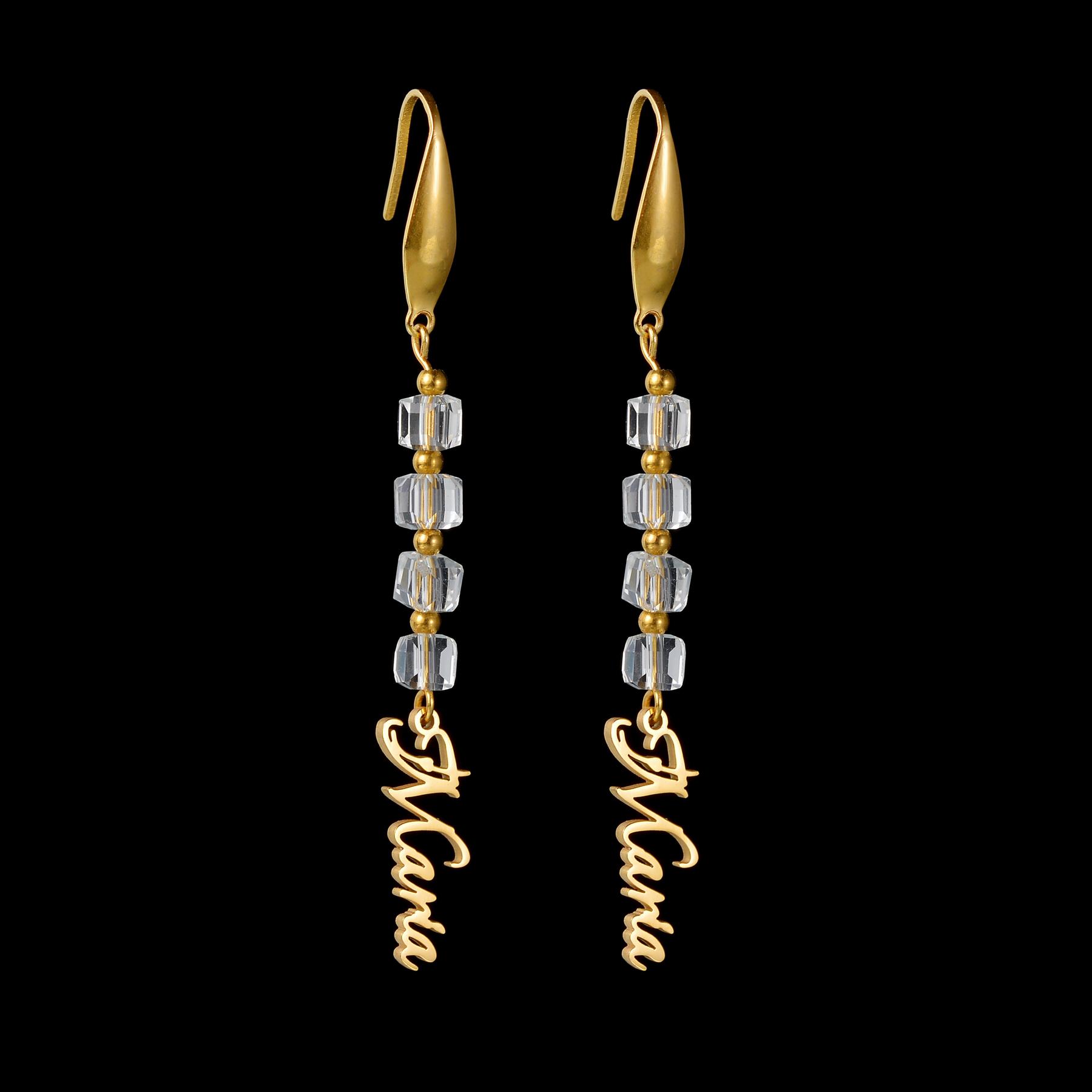

Atoztide Custom Name Earring for Women Girl Stainless Steel Jewelry Handmade Beads Flower Earring Personalized Birthday Gift gold color
