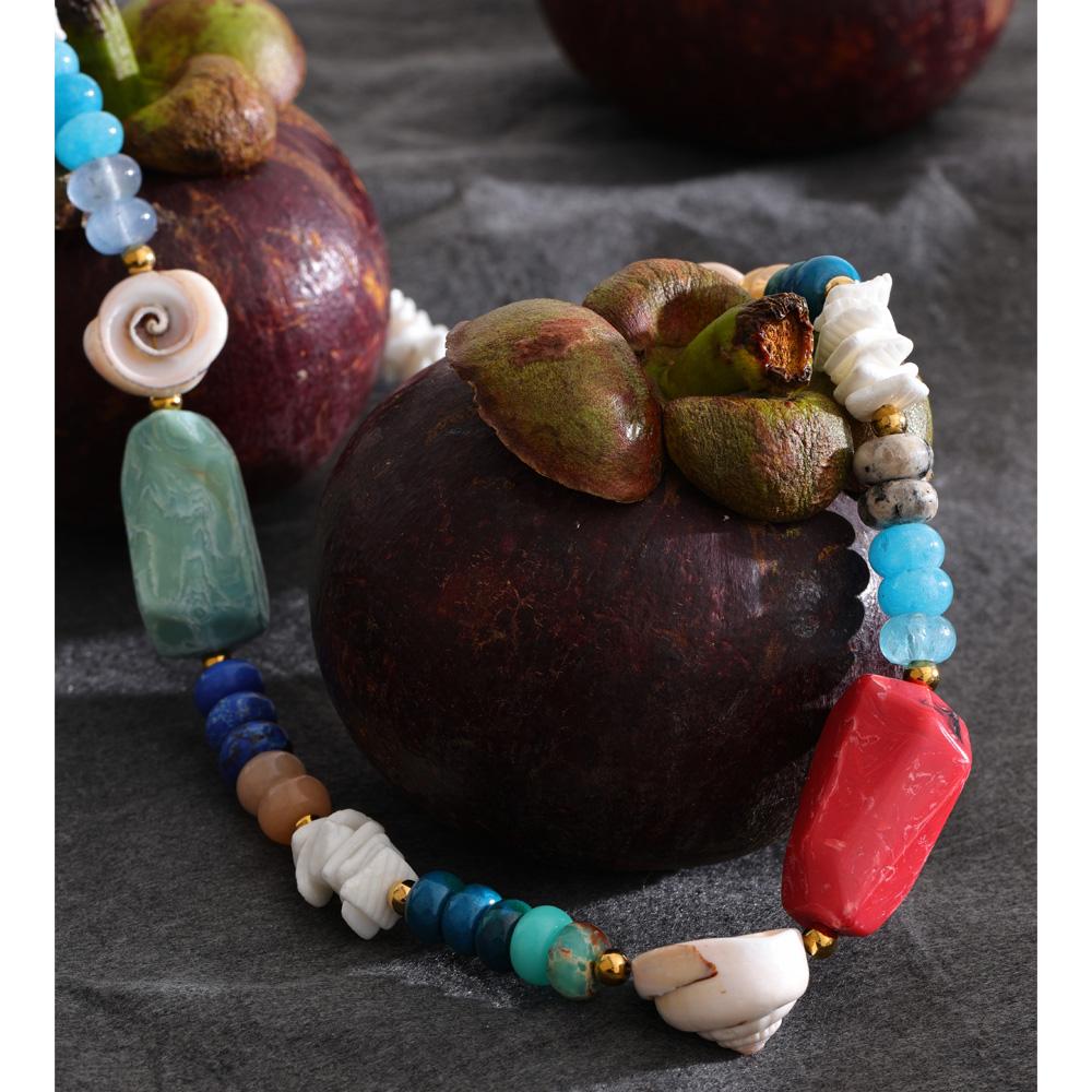 Eetit Ocean Series Handmade Jewelry 2026 New Arrivals Multi-Color Natural Stone Resin Conch Shell Beads Chain Fashion Necklace