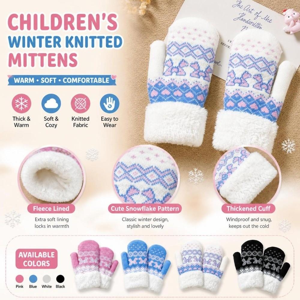 Fleece Lined Children's Mittens Double Layer Kids Warm Gloves New Winter Mittens  Winter Wear